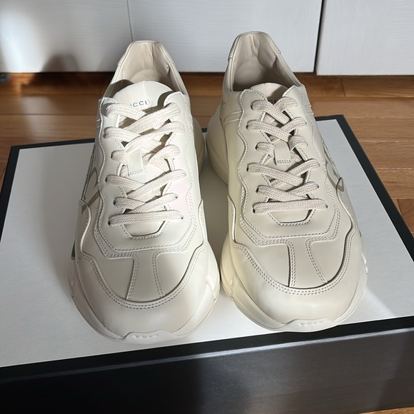 Gucci Logo Rhyton Leather Sneaker W10/ M7 - Picture 3 of 10